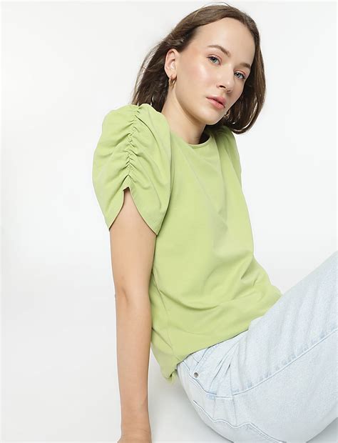 Buy Cotton Rich Half Sleeves Top at Marks & Spencer