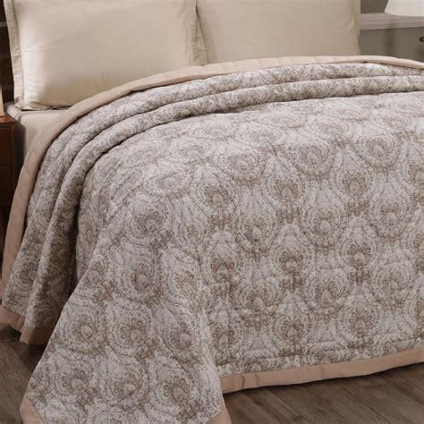 Buy MASPAR Art Nouveau Beige Printed Cotton Queen Size Quilt ...