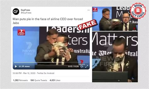 Did A Man Put Pie In The Face Of Qantas CEO Over Forced Covid Jabs? | BOOM