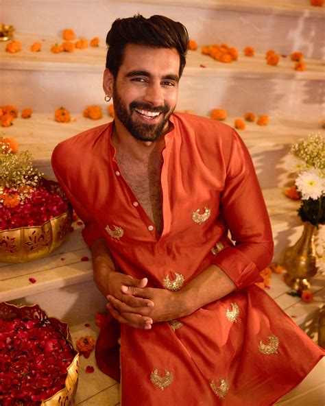 Shop Ratnav Orange Embroidered Chanderi Kurta for Men Online in India ...