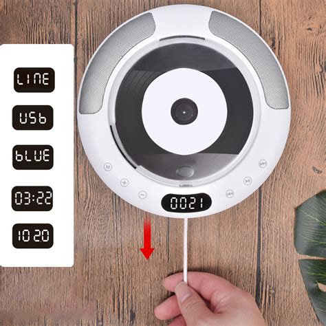 CD Player Portable Built-in Dual Speakers Wall Mountable for Home Deco ...