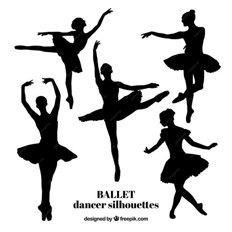Premium Vector | Five realistic ballet dancer silhouettes