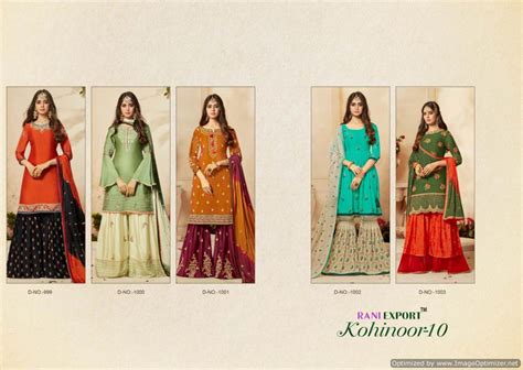 Rani Kohinoor 10 Special Pakistani Sharara Suits Collection :textileexport