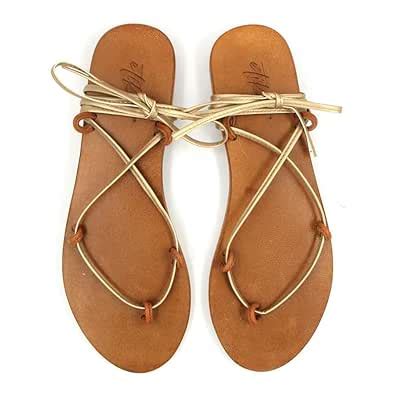 Etiket Kinjin - Gold PU Chord Fully Adjustable Tie Up Flat Sandal For ...