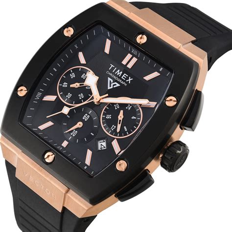 Buy TIMEX Vector Men Black Rectangle Chronograph Dial Analog Watch ...