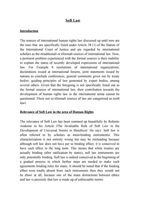 Soft Law - The sources of international human rights law discussed up ...