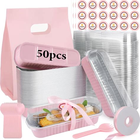 Amazon.com: OcePor 50 Pack Mini Loaf Pans With Lids，Mini Cake Pans With ...