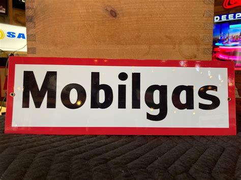 6” x 18” Porcelain Mobilgas Sign - AuctionsOntario.ca