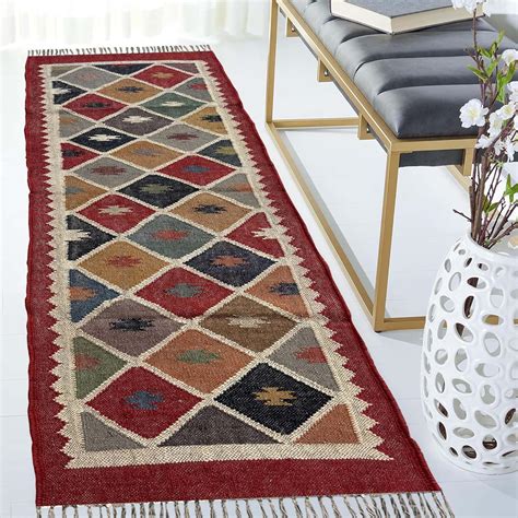 Buy budhrajrugs Flatweave Indian Wool Jute Reversible Floor Runner Wool ...