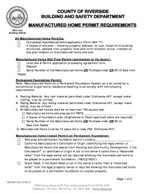 Fillable Online MANUFACTURED HOME PERMIT REQUIREMENTS Fax Email Print ...