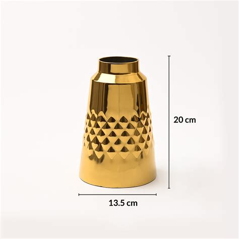 VON CASA Shiny Gold Vase – Truncated Cone (Diamond Pattern) - Market99 ...