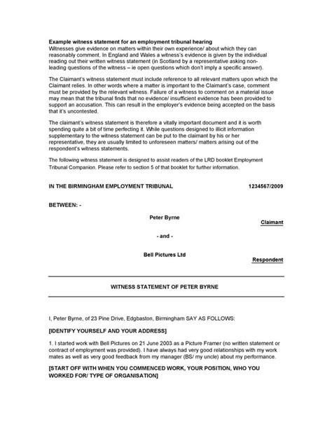 Image result for Witness Statement Examples