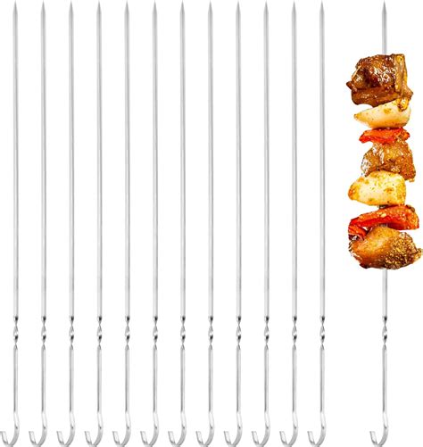 Amazon.com : Senzeal 15 Inch Barbecue Skewers Stainless Steel kabob ...