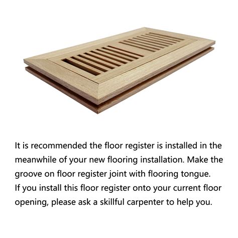 Hardwood Floor Register, Flush Mount With Frame, Unfinished