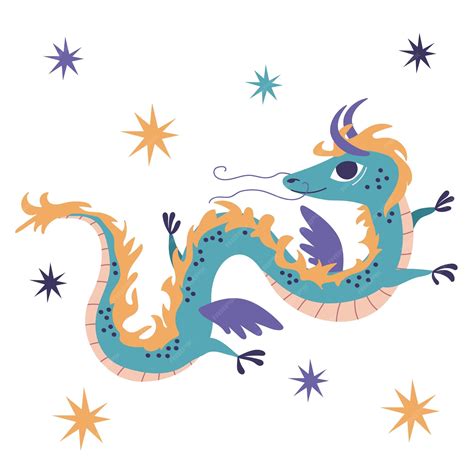 Premium Vector | Cute green Chinese dragon Vector illustration childrens
