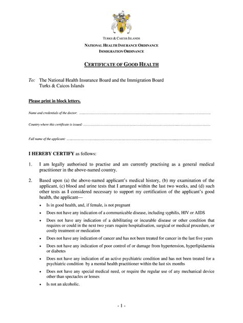 Medical Certificate Of Good Health Template - Fill Online, Printable ...