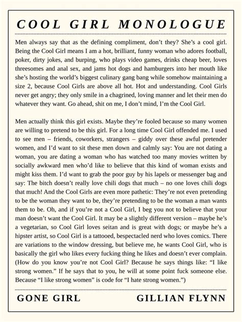 cool girl monologue from gone girl by gillian flynn in 2025 ...