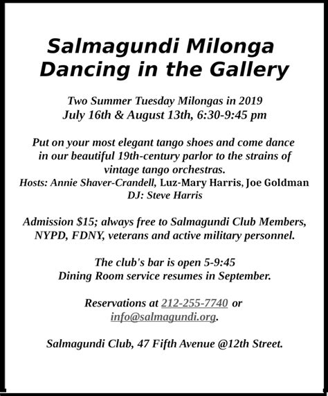 New York Tango calendar with classes, milongas, practicas, shows, music ...