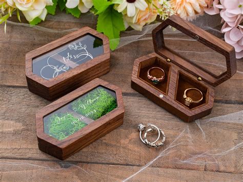 Personalized Wedding Ring Box,engraved Wedding Ring Box,double Slot ...