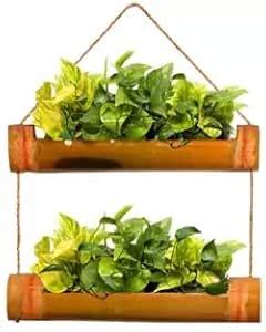 mangalmay Hanging Bamboo Planters with Adjustable Rope - Bamboo Stand ...