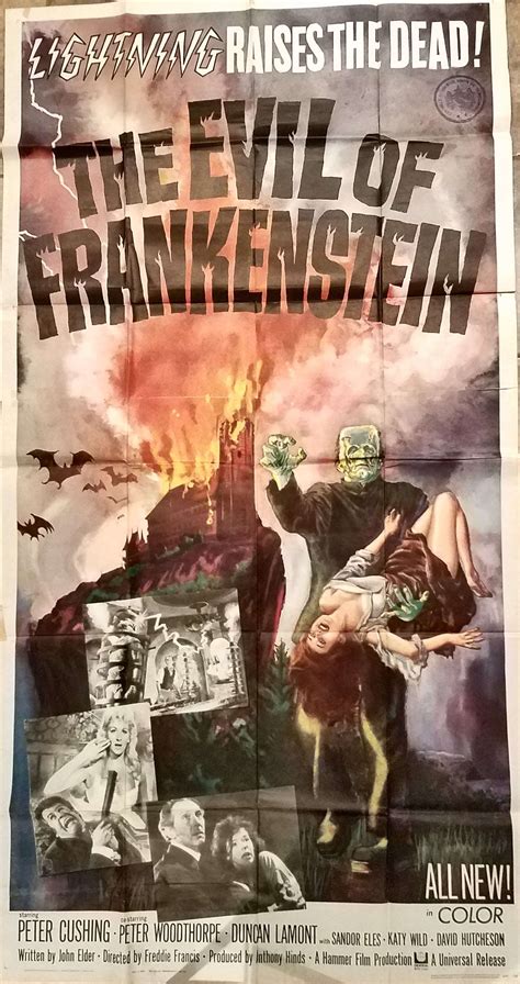 The Evil of Frankenstein Three Sheet poster - Classic Horror Film Board