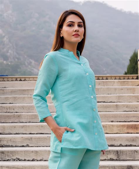 Baby Blue Linen Top ( 1 Pc. ) – MISSPRINT