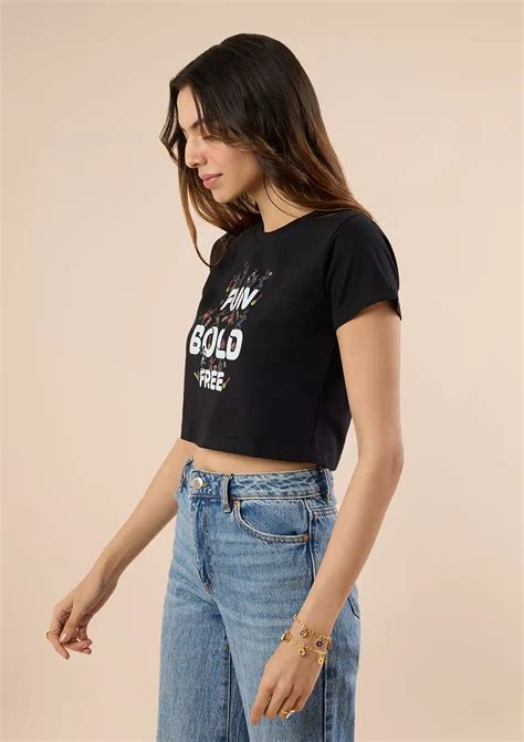 Stylish Graphic Black Print Crop Top - Shop Now | IshqMe – IshqME