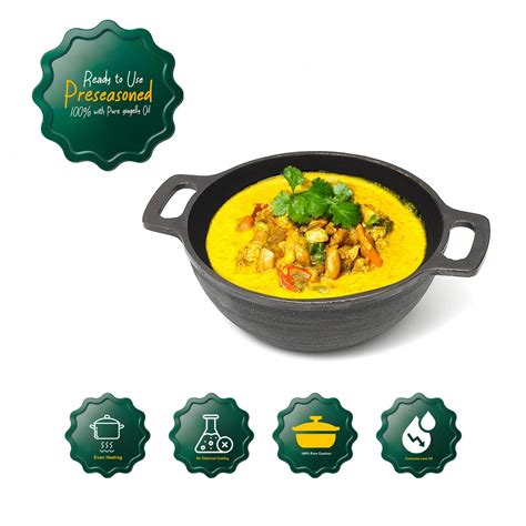 Very Deep Castiron Kadai Pre Seasoned Double Handle 10inch – WAYHOMES