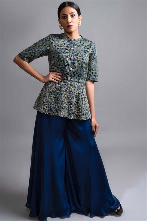 Helen Peplum top with flared palazzo – Sejal Kamdar Designs