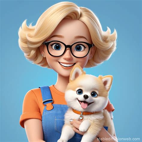 Woman with Blonde Hair, Glasses and Dogs | Stable Diffusion Online