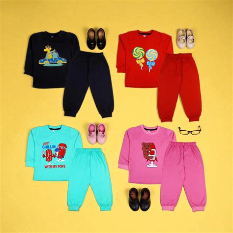 Sakuya Kids Clothing Set Night Suits Round Neck Full Sleeve T-Shirt