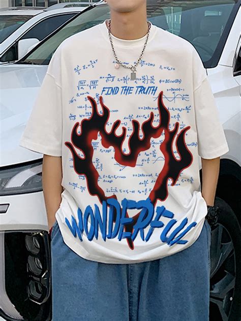 Manfinity Men Formula And Letter Graphic Tee | Streetwear tshirt design ...