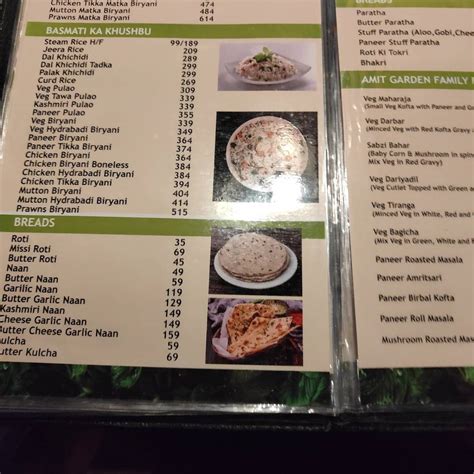 Menu at Amit Garden, Mumbai