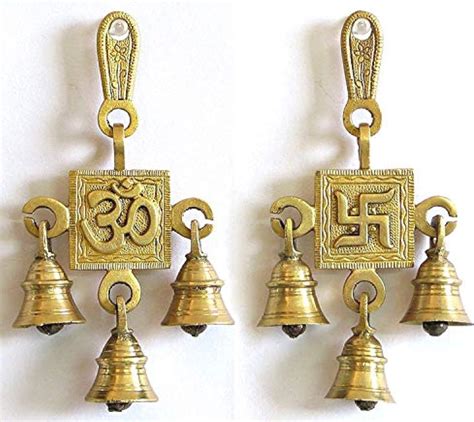 UAPAN Brass Hanging Bell for Festival Home Decoration with J hock (2 ...