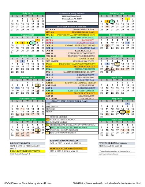 Jefferson County AL School Calendar 25-26 [PDF] - EduCounty