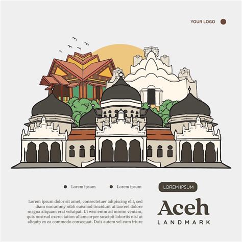 Set aceh culture illustration hand drawn indonesian cultures background ...