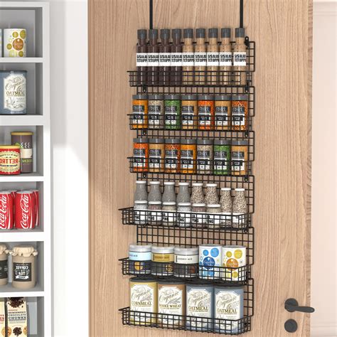 JKsmart 6-Tier Spice Rack Organizer with Door Hook, Wall Mounted & Over ...