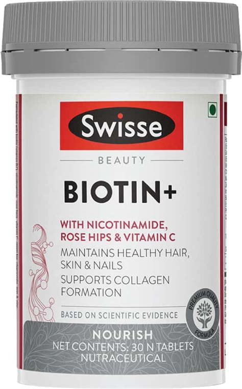 Buy SWISSE BEAUTY BIOTIN+ WITH NICOTINAMIDE ROSE HIPS & VITAMIN C | 60 ...