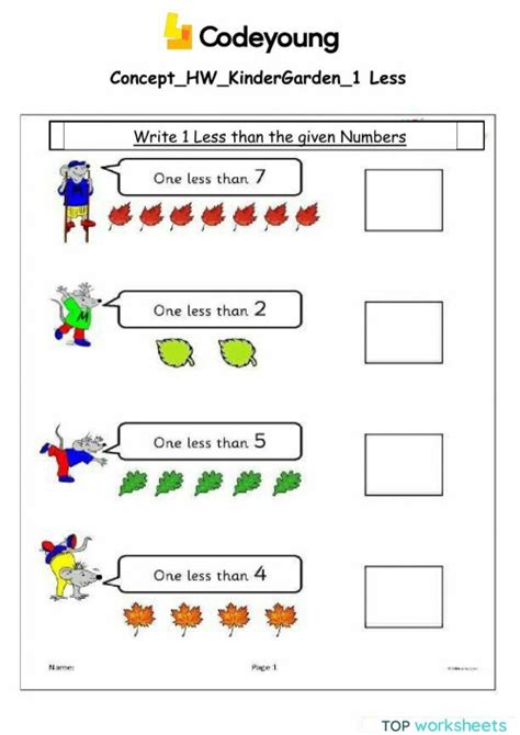 1 Less than Robot Worksheet 的图像结果