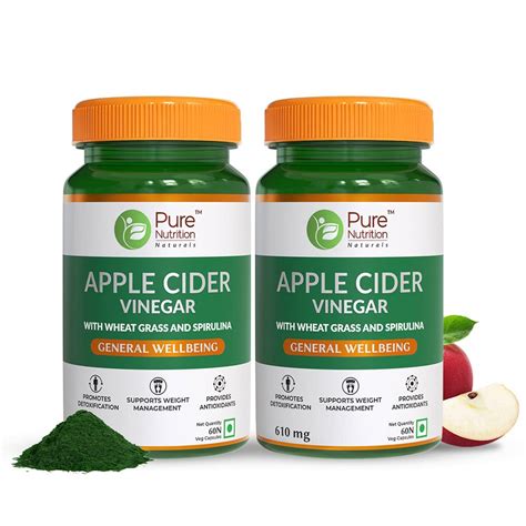 Pure Nutrition Apple Cider Vinegar with Wheat Grass & Spirulina for ...