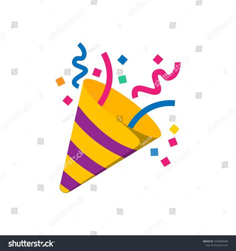 Party Popper Emoji Icon Confetti Logocongratulate Stock Vector (Royalty ...