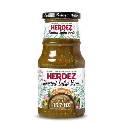 HERDEZ Roasted Salsa Verde, Medium, 24 oz Jar– Fire-Roasted Green Salsa ...