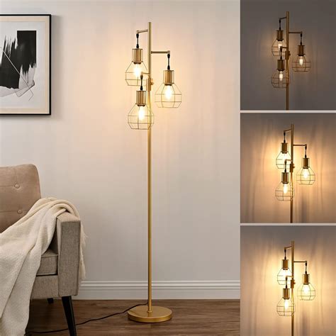 Buy EDISHINE Gold Floor Lamp for Living Room, Farmhouse Dimmable Floor ...