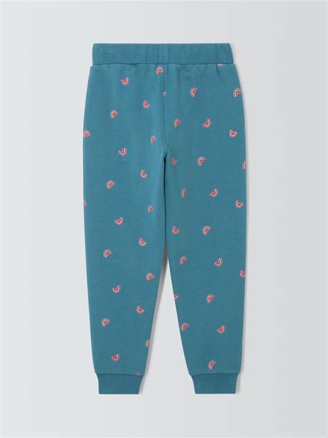 John Lewis Kids' Rainbow Print Cotton Joggers, Blue