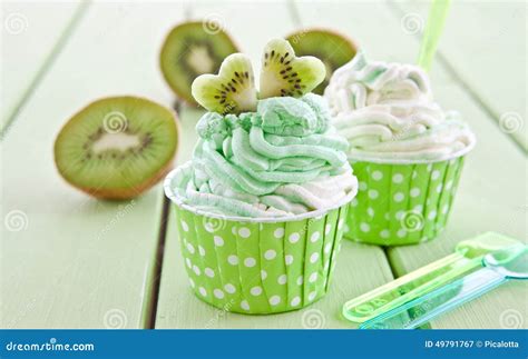 Frozen Yogurt with Fresh Kiwi Stock Image - Image of frozen, dots: 49791767