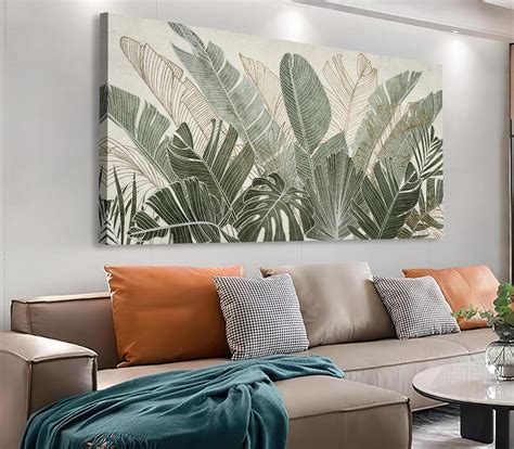 Amazon.com: tigeridge Tropical Plants Wall Art - Green Leaf Canvas Art ...