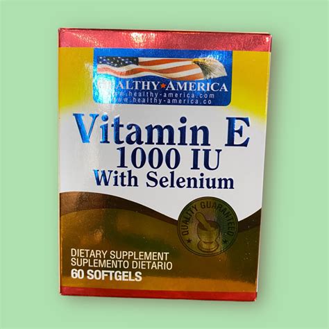 Healthy America Vitamina E 1000 IU con Selenium 60 Softgels - Persano.co