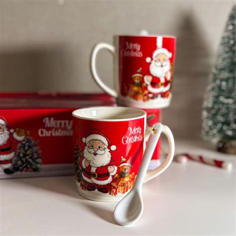 Xmas Mugs with Spoon (Set of 2) | Buy Winter Mugs for Christmas Online