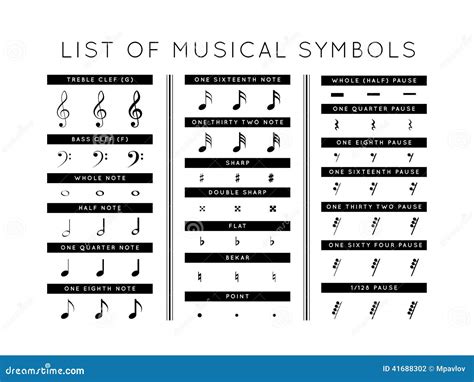 Set of musical symbols stock vector. Image of line, classical - 41688302