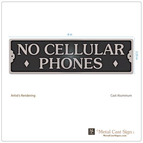 No Cellular Phones – 8″ Sign – Metal Cast Sign Co.